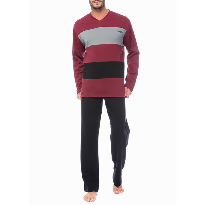 Minerva Men's Pyjamas Sport Color Blocks V-Neck