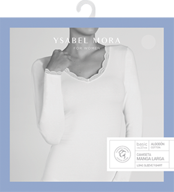 YSABEL MORA Γυναικείo Μακρυμάνικο μπλουζάκι Cotton Nature.-4444