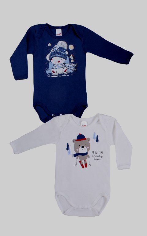 Minervakia Babies Snow Time Μακρυμάνικο Βρεφικό Φορμάκι 2 τμχ-0