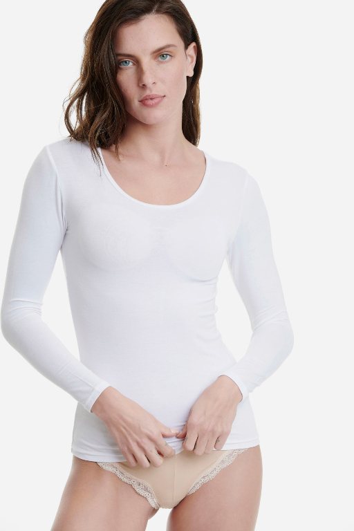 WALK ΓΥΝΑΙΚΕΙO TOP ΜΑΚΡΥ ΜΑΝΙΚΙ ΛΑΙΜΟΚΟΨΗ BAMBOO-5275