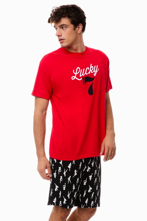 Minerva Κοντομάνικη Ανδρική Πυτζάμα Lucky SS21-0