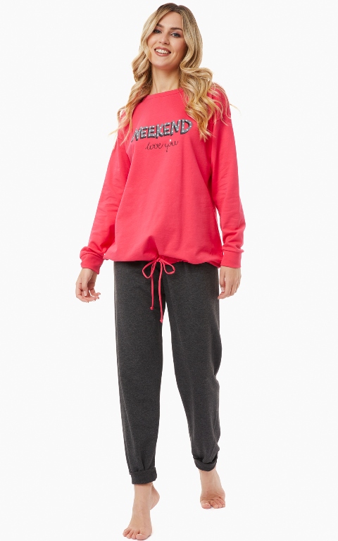 Minerva Γυναικεία Βαμβακερή Πυζάμα Weekend W21/22-0 Minerva Women's Cotton Pyjamas Weekend