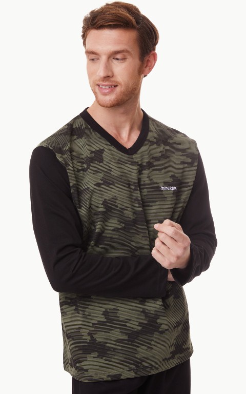 Minerva Men's Pyjamas Πυζάμα Army W21/22-0 Minerva Men's Pyjamas Πυζάμα Army