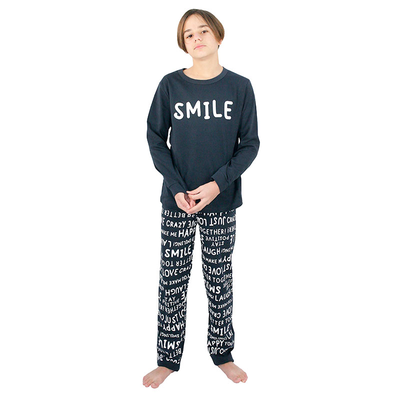 Galaxy Εφηβική Βαμβακερή Χειμερινή Πυζάμα SMILE