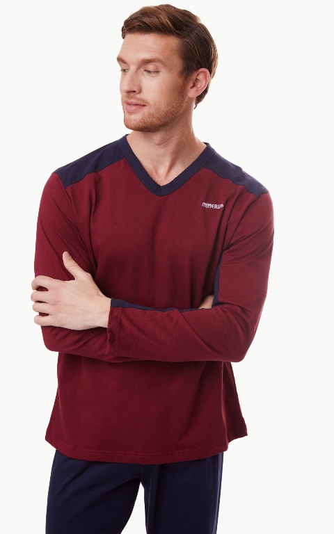 Minerva Ανδρική Πυζάμα Signature με V λαιμόκοψη W21/22-0 Minerva Men's Pyjamas Signature