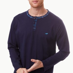 Minerva Men's Bull Pyjamas with plaid placket