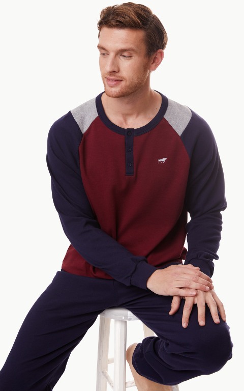 Minerva Ανδρική Πυζάμα Bull Reglan με πατιλέτα W21/22-0 Minerva Men's Bull Reglan pyjama with placket