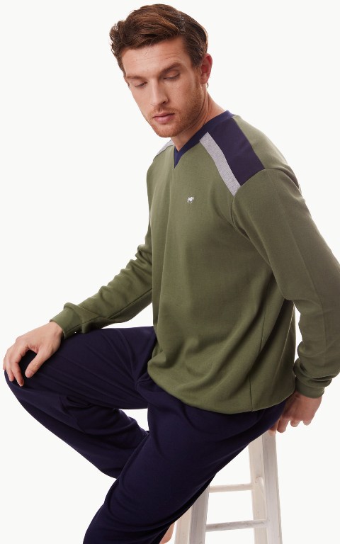 Minerva Ανδρική Πυζάμα Bull με V λαιμόκοψη W21/22-0 Minerva Men's Pyjamas Bull με V neck