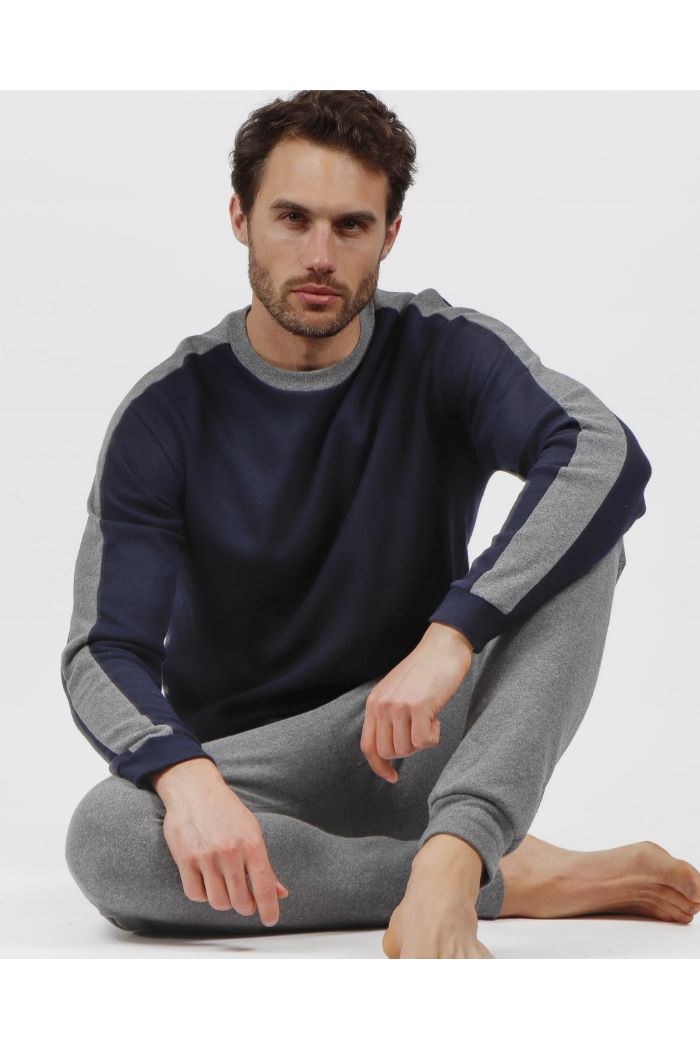 admas-magnific-pijama-manga-larga-solid-para-hombre-marino